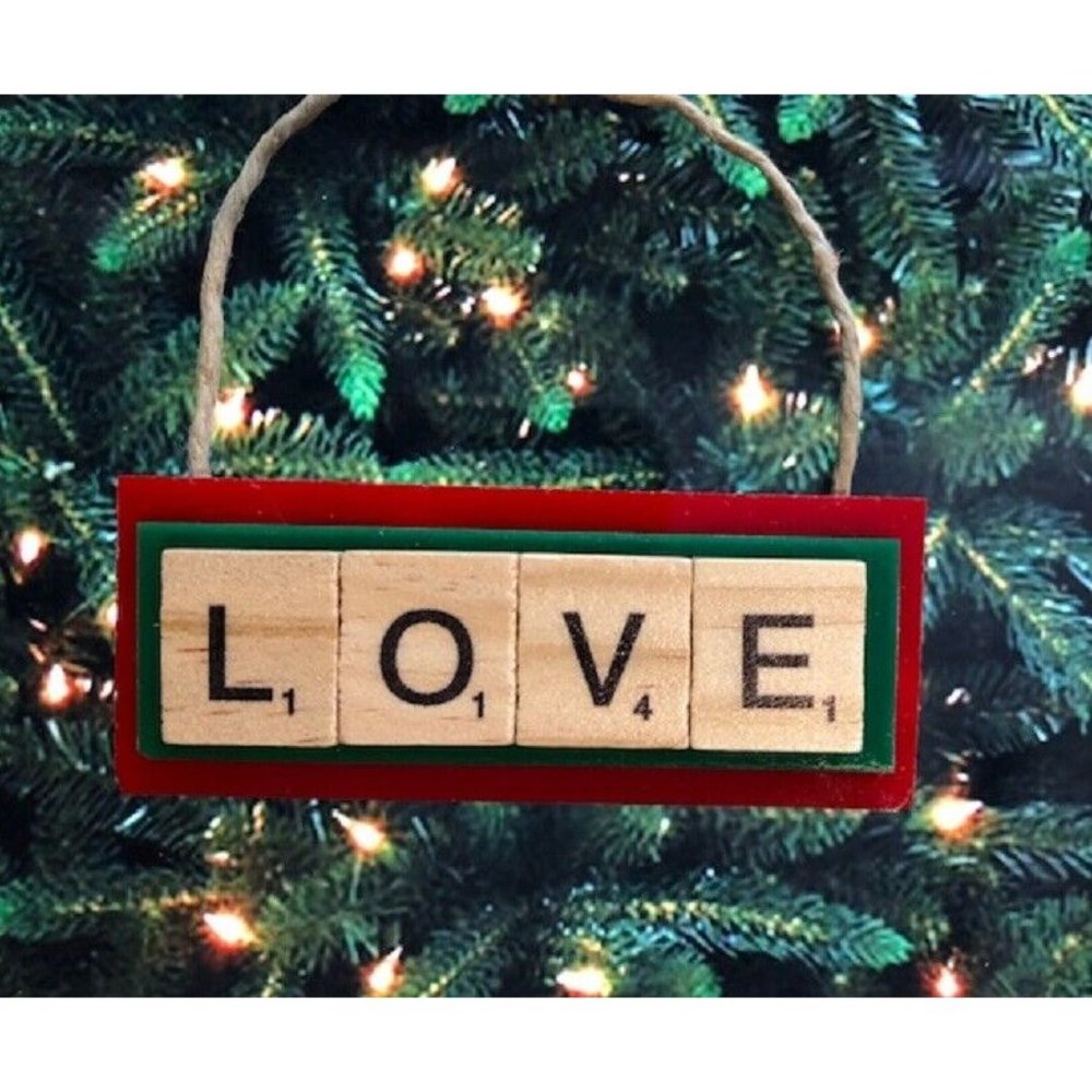 Love Joy Innovate Dream Christmas Ornament Scrabble Inspire Believe Empower